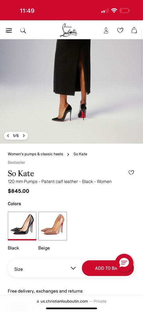 Оригинални черни Louboutin So Kate номер 37,5 12 см ток