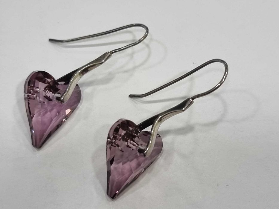 Сребърен комплект с кристали, обеци, пръстен, висулка