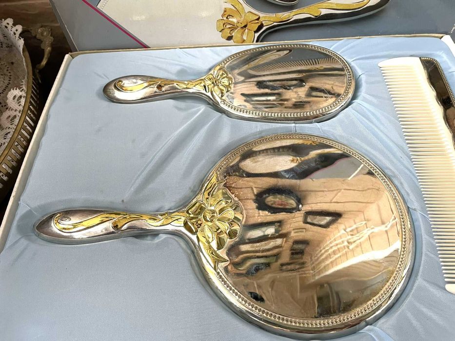 Красив посребрен комплект с позлата, закупен от Англия