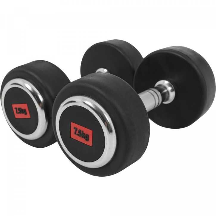 Set gantere profesionale cauciucate 15 kg, 2 x 7.5 kg