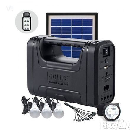 Мобилна соларна къмпинг система, зарядно, 3 лампи, слънчев панел, аку