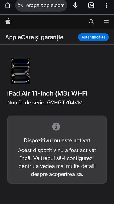 APPLE iPad Air 11" (M3), 128GB, Wi-Fi, StarLight, NEACTIVATA