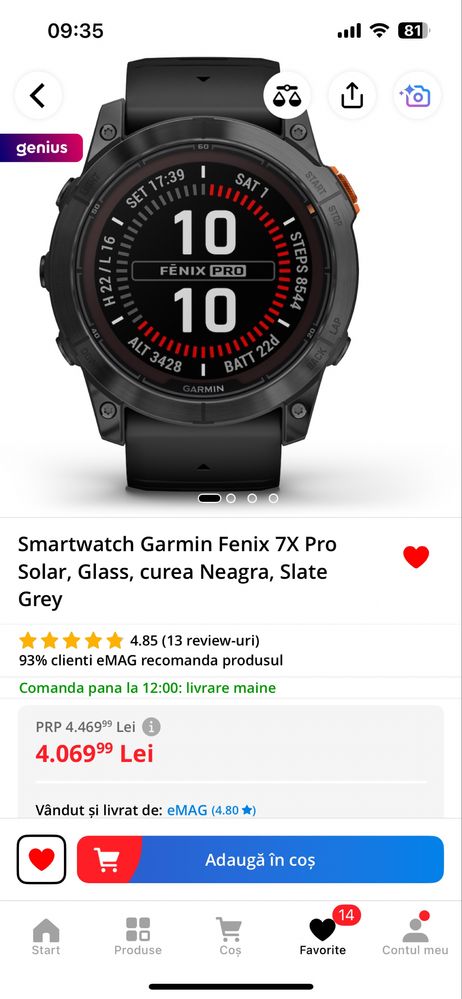 Garmin Fenix 7x Pro Solar impecabil