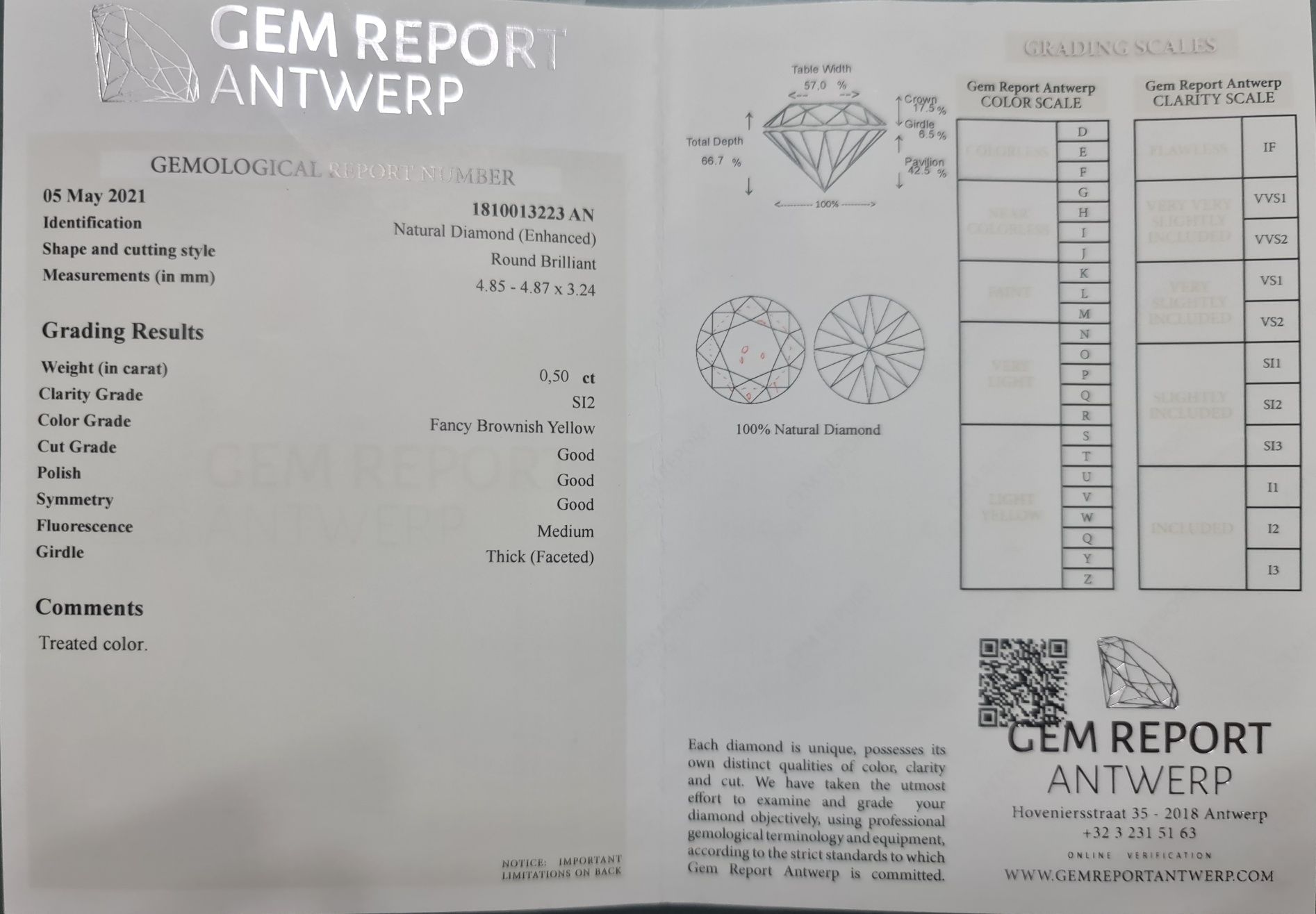 Inel logodna diamant galben 0.5 carate superb