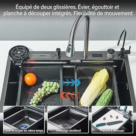 Chiuvetă de bucătărie multifuncțională Cesinkin 75 x 45 x 22 cm