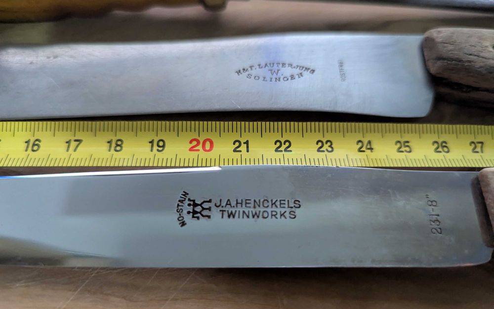 Cutite vechi de bucatarie Zwilling, Solingen, masat F. Dick