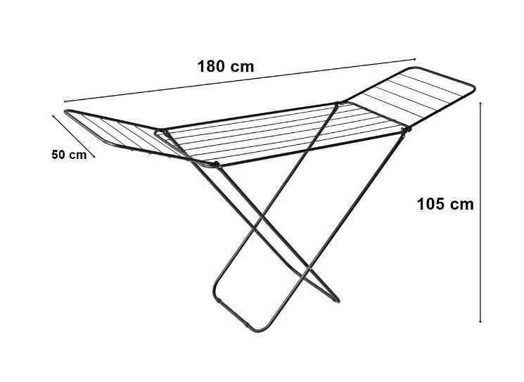 Uscator de rufe metalic, 18 m, negru, gri