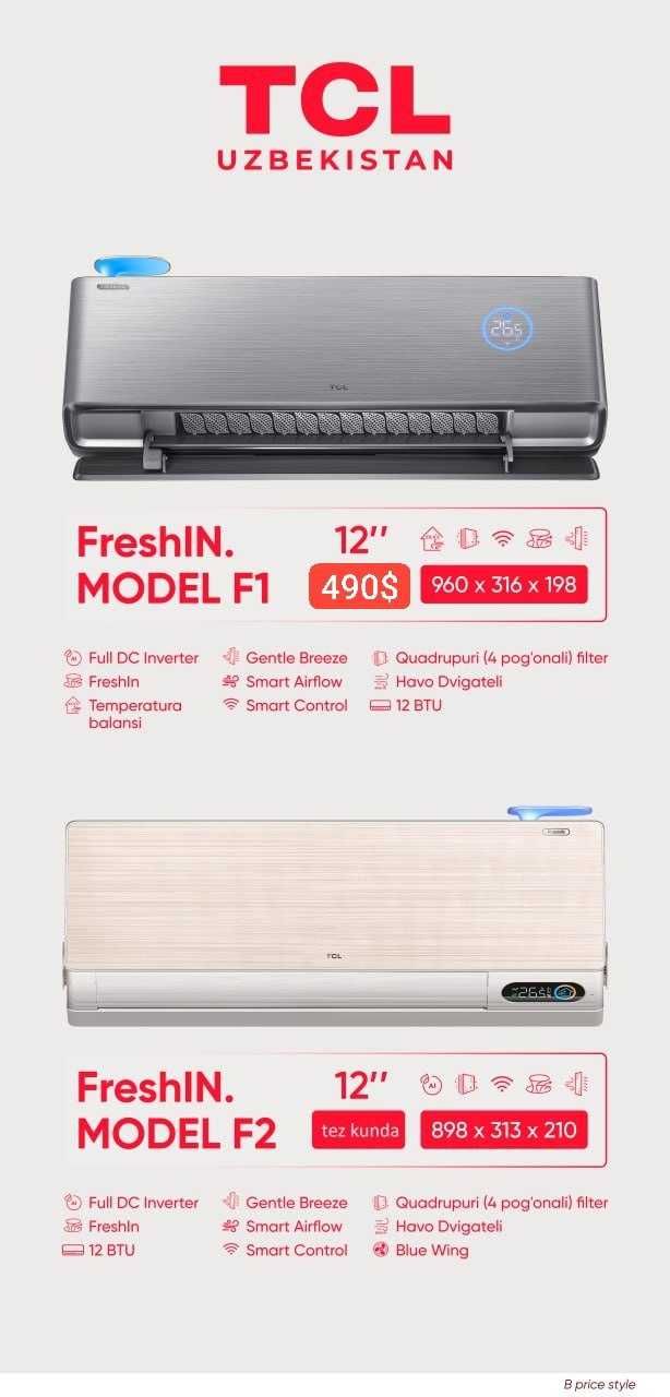 Кондиционер+воздухоочиститель 2в1 TCL 12 Fresh inverter с первых рук!