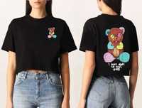 CROP TOP - къса дамска тениска FEEL GOOD BEAR BАRROW - 4 цвята!