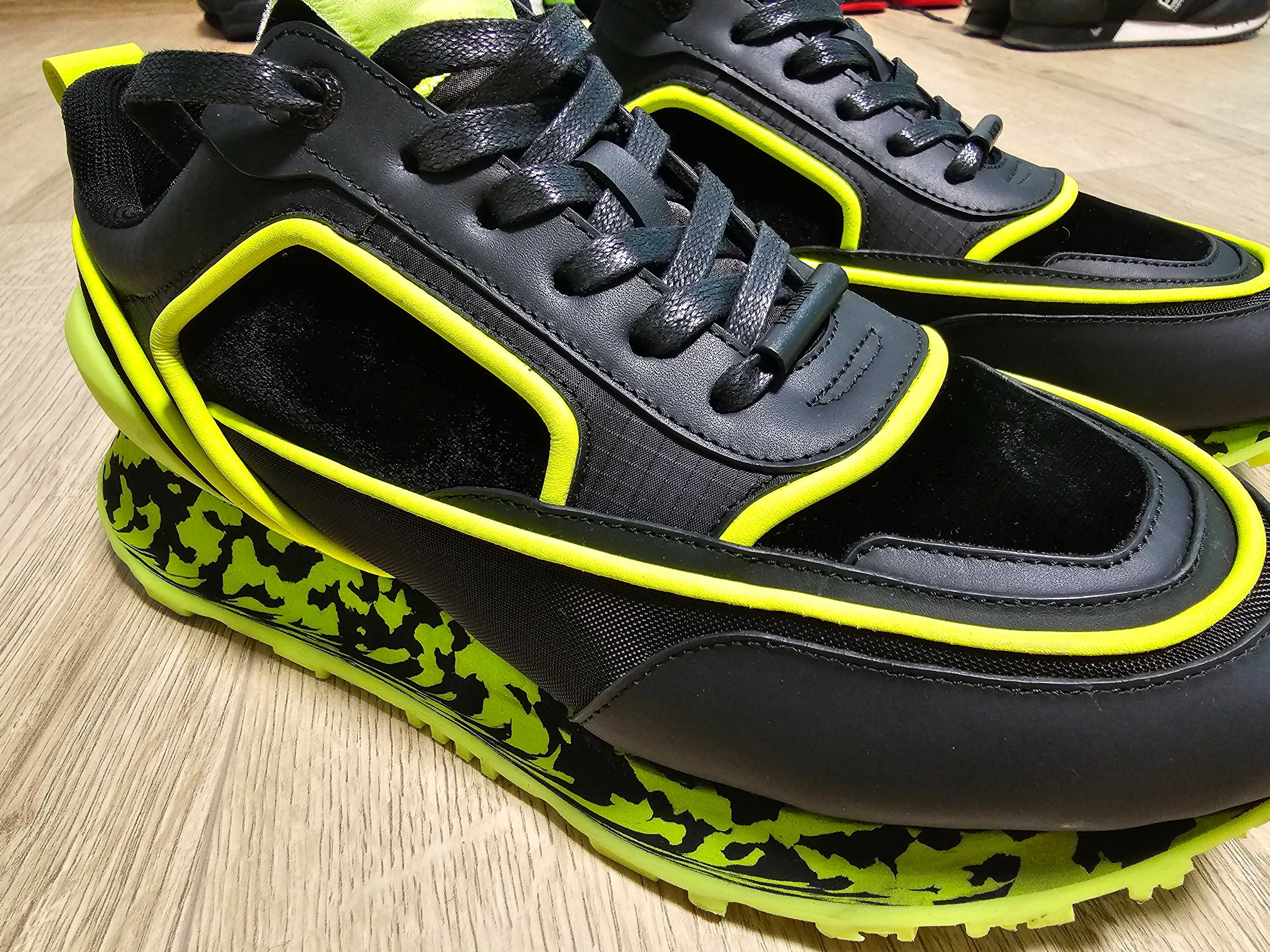 Balmain Racer черно/зелено мъжки кецове обувки Velvet Nylon