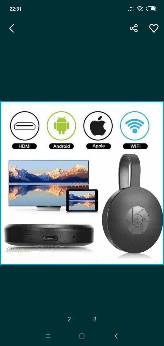 TV Smart HDMI Приставка(медиаплеер) на телевизор/монитор Chromecast