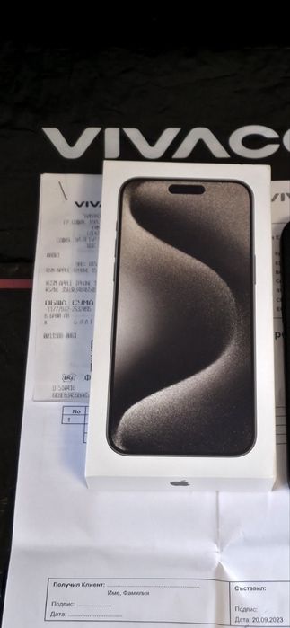 ^^^КАТО НОВ 256GB iPhone 15 Pro Max Vivacom Гаранция 2025 NATURAL  Сив