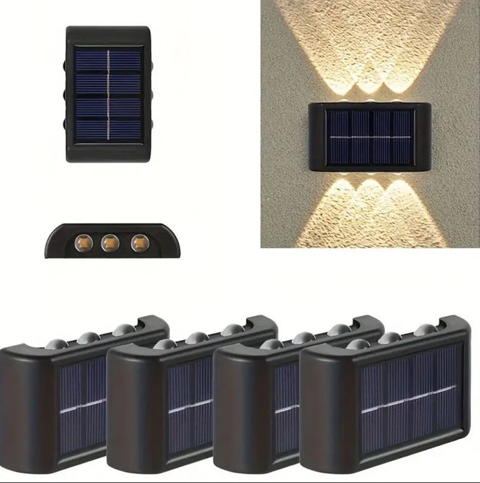Комплект от 4 LED стенни лампи със соларно захранване.