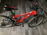 Bicicleta MTB Velors Carpat, Suspensie Full, culoare rosie