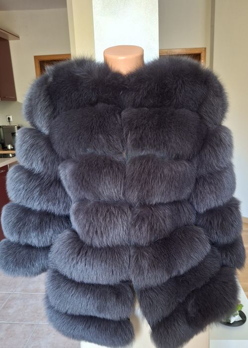 Палто от естествена кожа с косъм