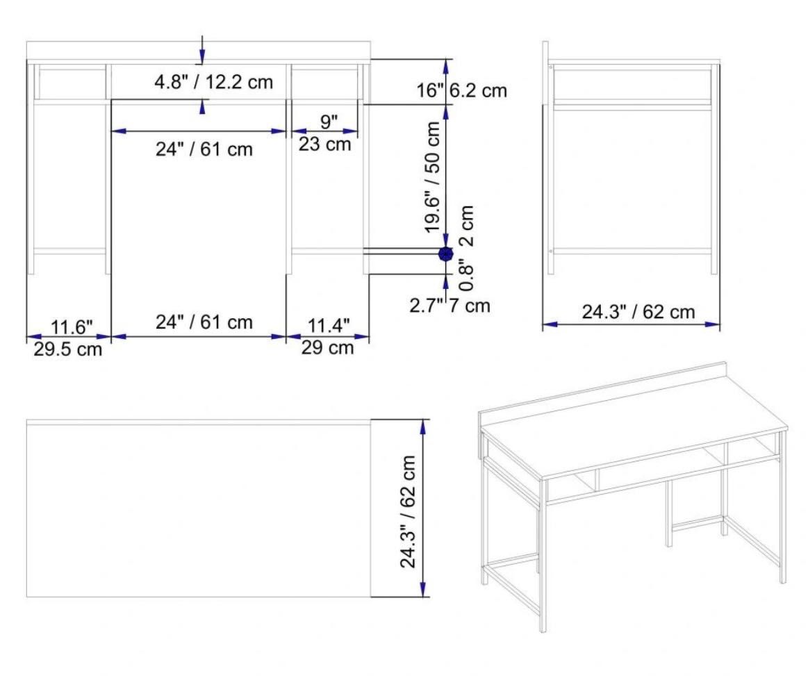 Birou Hadley, PAL melaminat, 120x62x75 cm, auriu/alb