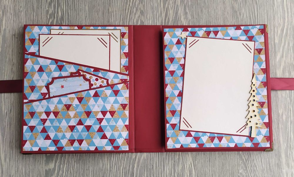 Коледен, скрапбук албум в бордо и кафяво, ръчна изработка /52