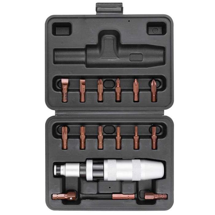 НЕМСКИ Отвертка ударна с накрайници FORCEKRAFT . 17части + ЛЕД ФЕНЕР