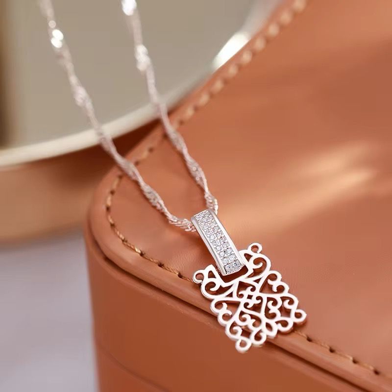 Colier si Pandantiv Luxury Oriental Square, placate cu aur roz de 14k