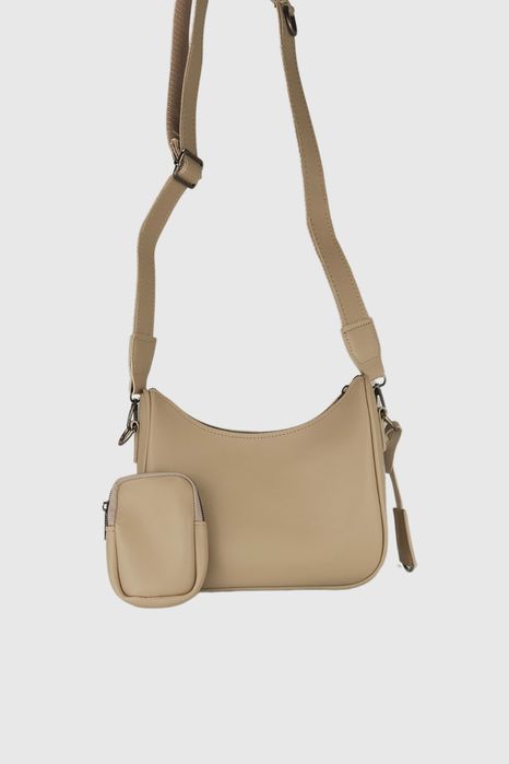 НОВО! ЛИКВИДАЦИЯ! Дамска чанта с монетник в бежово