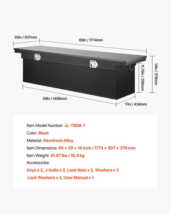 Cutie Aluminiu pentru Camion,1752x508x355mm,Negru