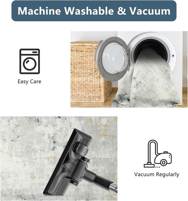 160х230см Модерен Килим с къс косъм, перящ се в пералня, Famibay