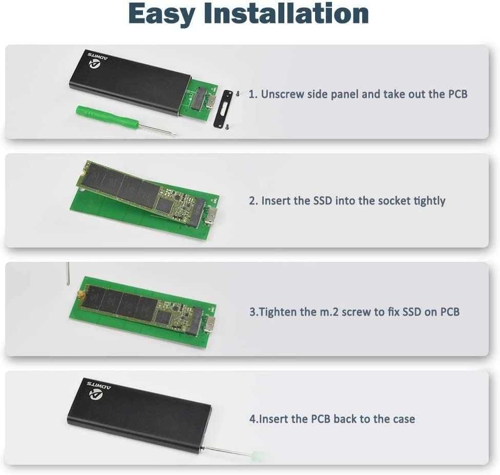 Carcasa ADWITS SSD SATA NGFF M.2 SSD | Adaptor USB 3.0 la M.2 (NGFF)