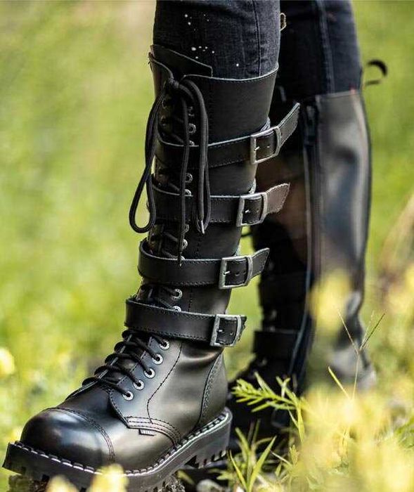 Bocanci Steel Boots 41 piele naturala, militari army, 20 inele, noi