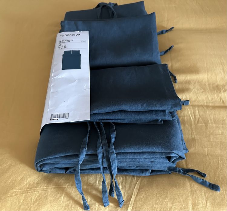 Set asternuturi / lenjerie de pat din 100% in, model Ikea Puderviva