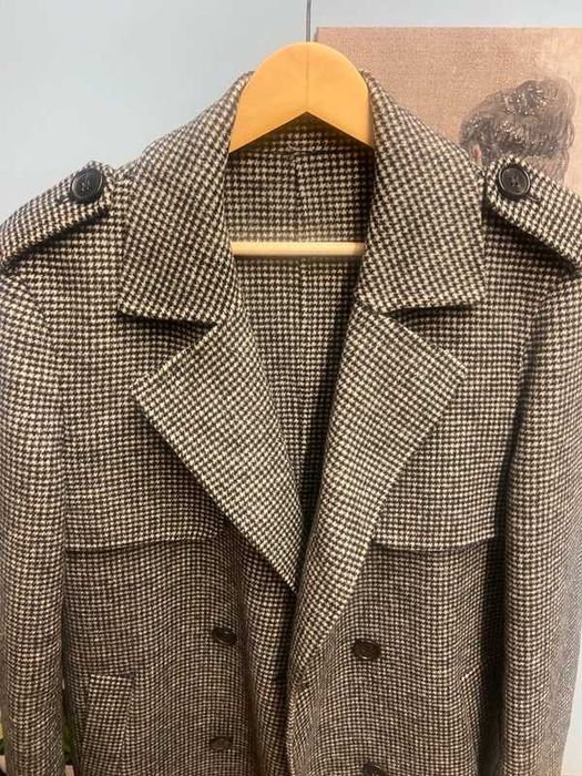 Палто пепит 100% вълна  с колан