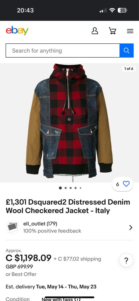 Dsquared2 Distressed Denim Wool Checkered Jacket