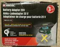 Parkside lanterna lampa adaptor baterie 20V USB fast charge wireless