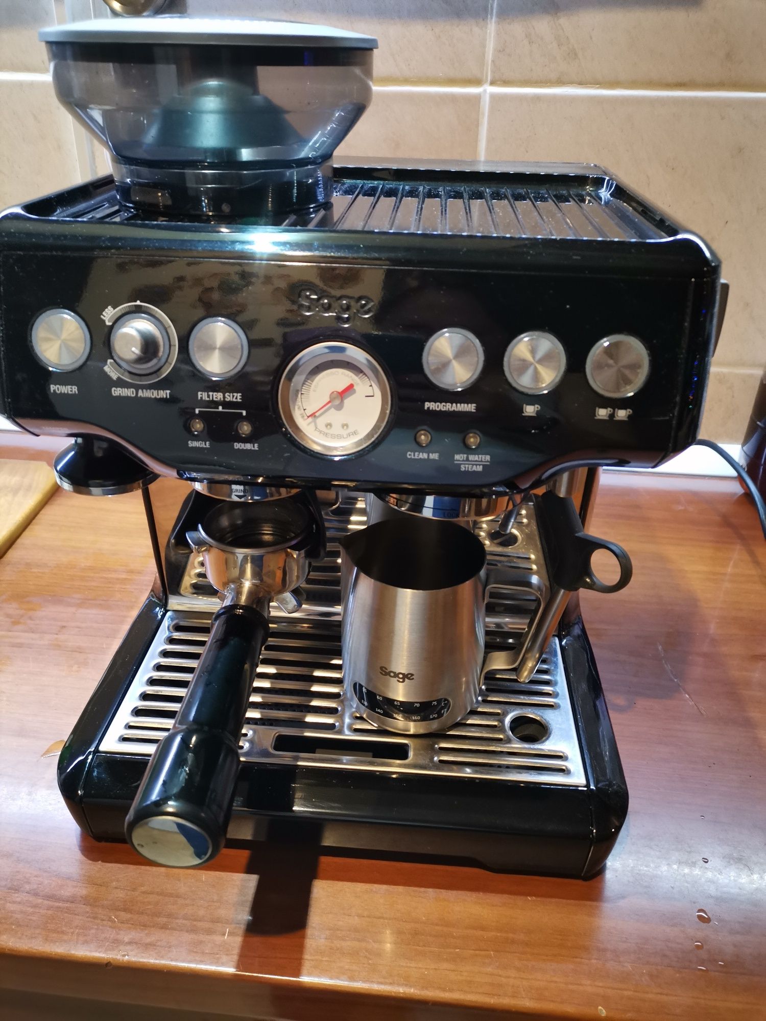 Espressor manual SAGE BES875BKS, 2l, 1850W, 15 bar, sistem Thermocoil,