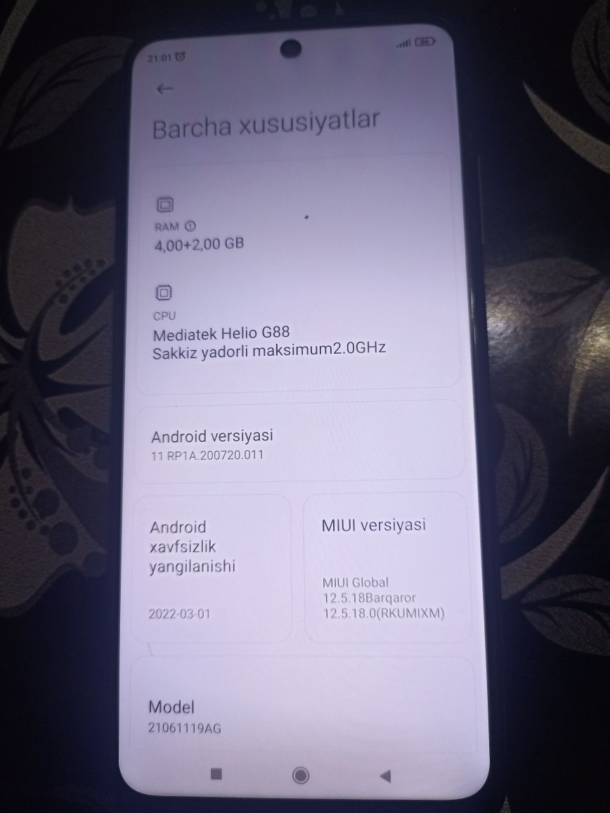 Redmi not 11 4g aybi yoʻq