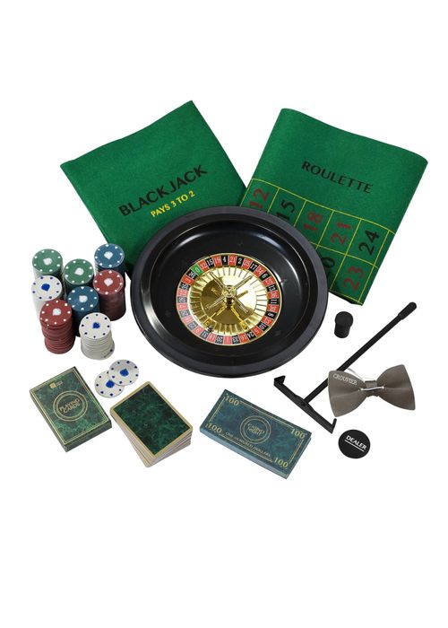 set complet pentru seară de jocuri casino – poker, blackjack, ruletă