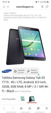 Vand tableta Samsung S2 T715