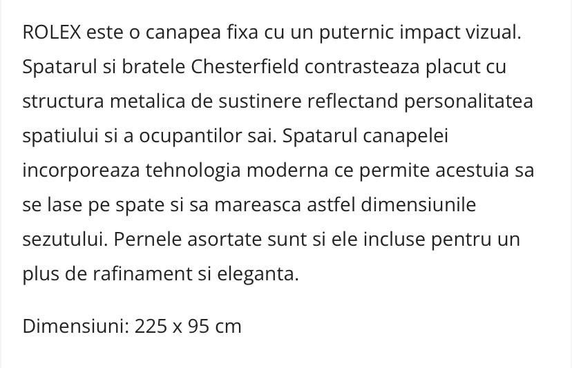 Vand canapea Rolex.