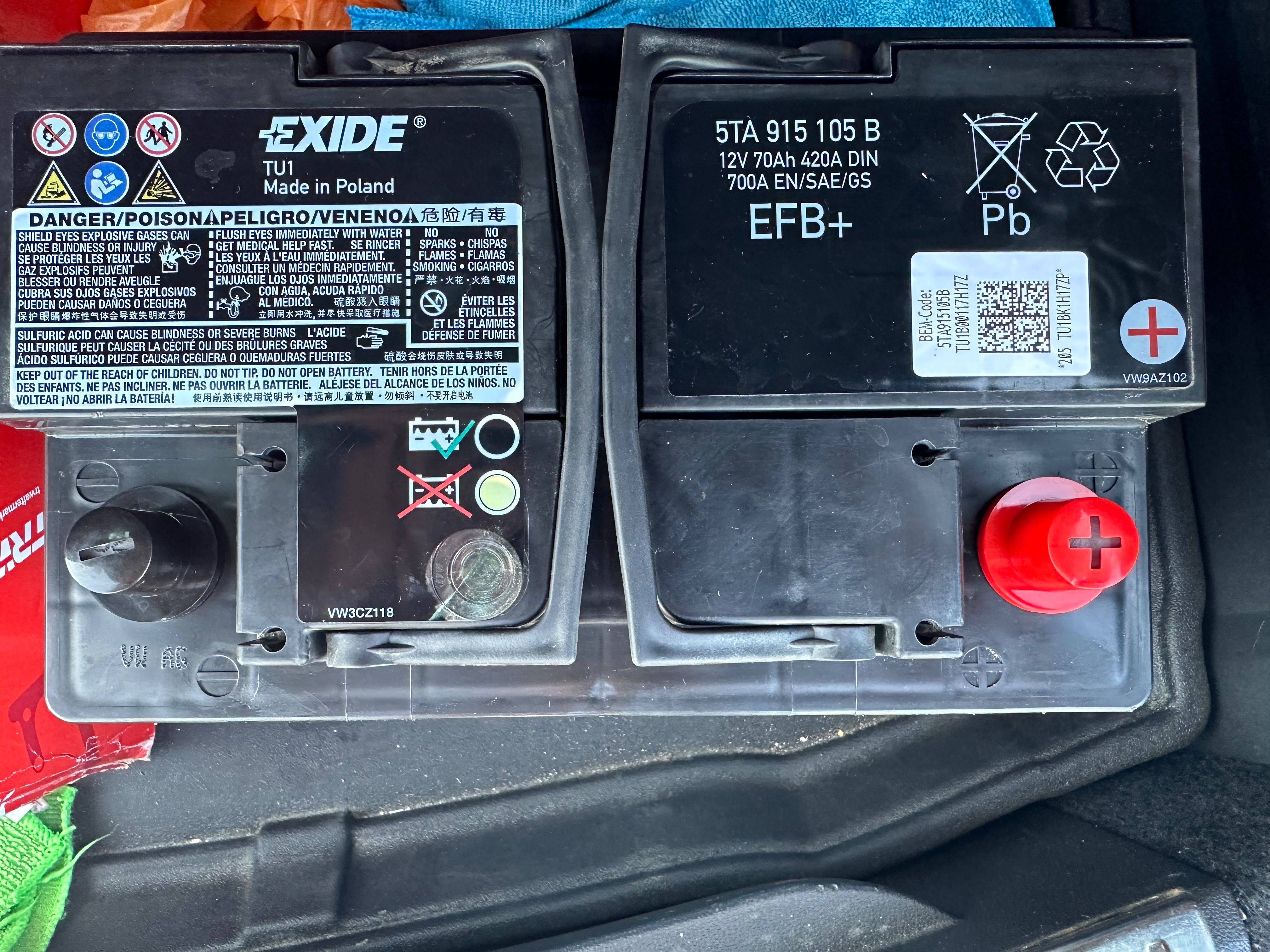 Акумулатор Start Stop, Exide 70AH, 700A, EFB+