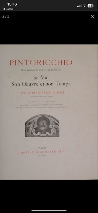 Vand cartea pictorului Pintoricchio