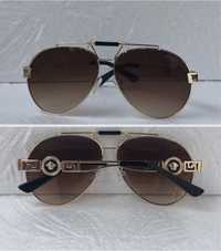 Versace Мъжки Дамски слънчеви очила  авиатор черни кафяви VE 80371