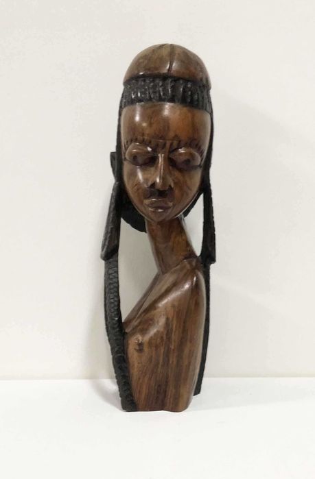 Африка, дърво, фигура, жена, скулптура, бюст, антик