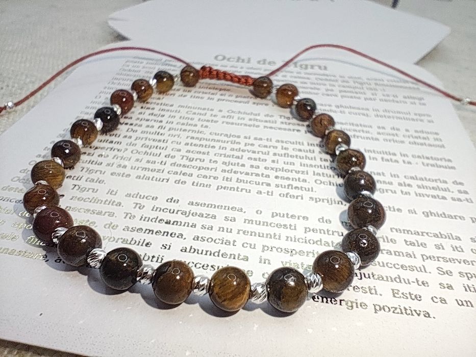 Brățări de argint impletite cu pietre semiprețioase și cristale