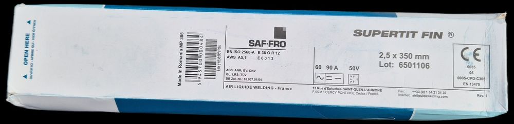 Electrozi Supertit Fin 2.5x350 SAF-FRO 4.5kg