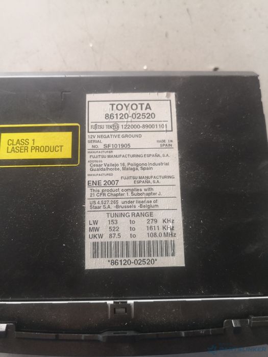 CD player auto TOYOTA AURIS (_E15_) [ 2006 - 2012 ] OEM 8612002520