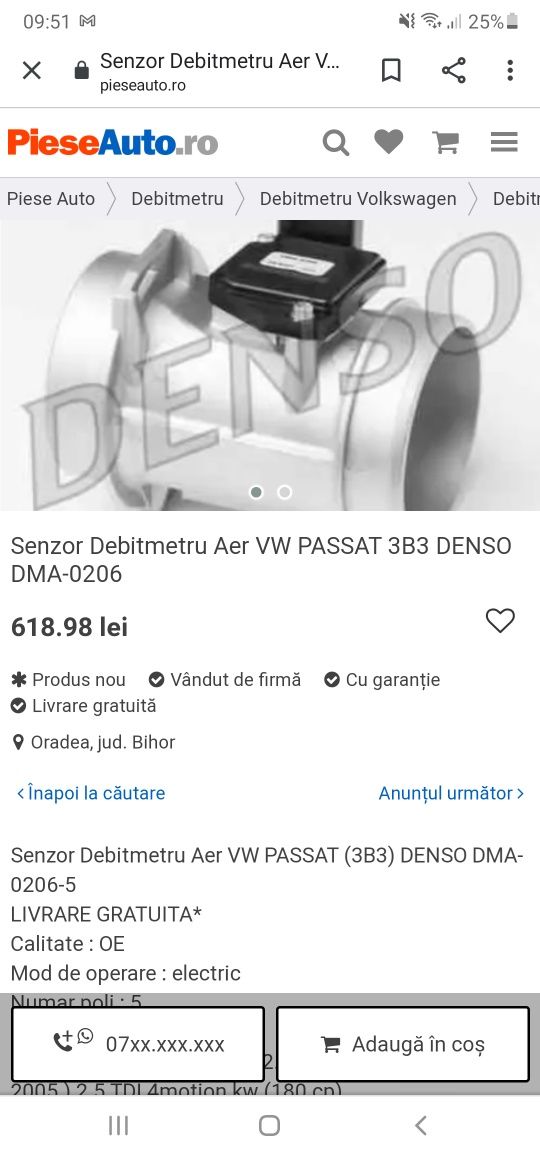 Debimetru de aer Passat