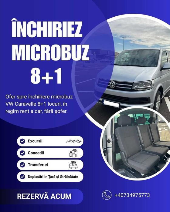 Închiriere Microbuz 8+1 Persoane VW Caravelle - Regim Rent A Car