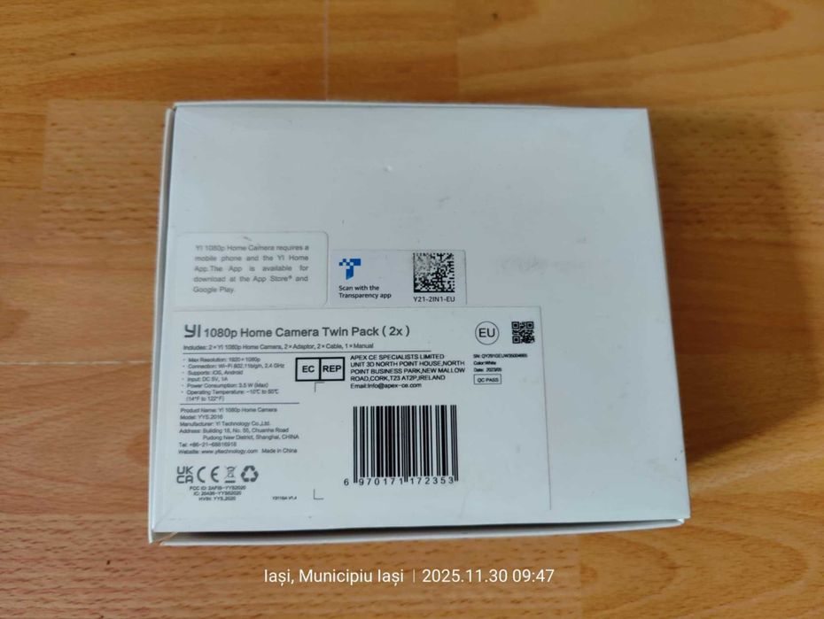 Set 2 camere de Supraveghere Inteligenta Smart YI Home 1080p, Wi-Fi,