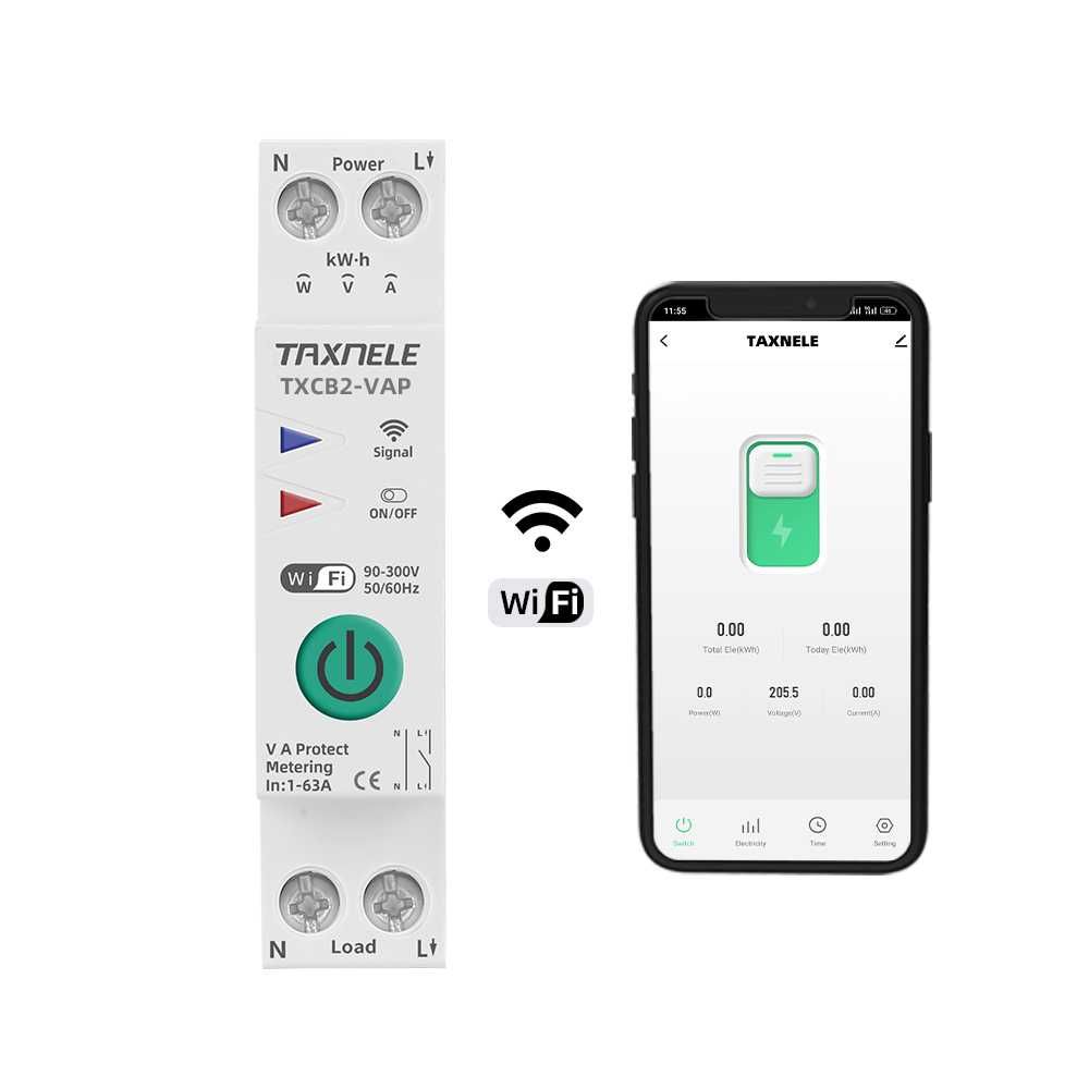 Многофункционален WIFI електромер, прекъсвач, предпазител и таймер