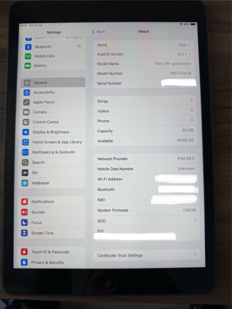 Apple Ipad 9th gen 10.2 2021 WIFI+CELLULAR 64gb Space grey