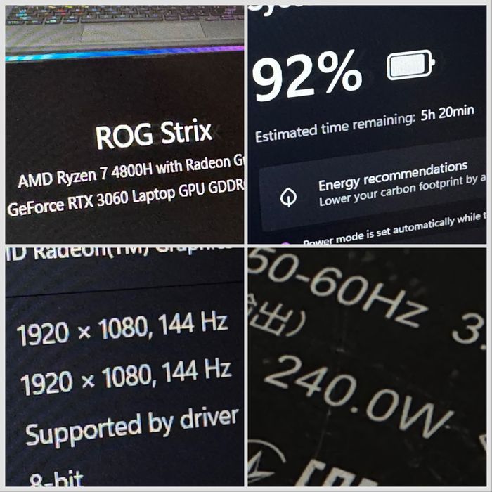 15.6 144hz/ Ryzen 7 /RTX 3060 6gb/ 1TB ssd/ROG Scar/RGB Led